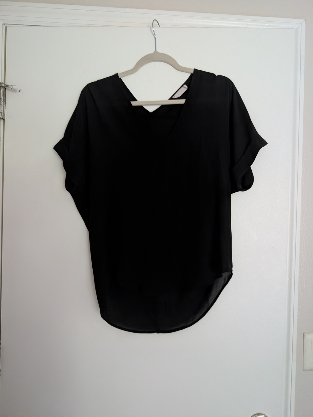 Lush Black V-Neck Dolman Sleeve Blouse